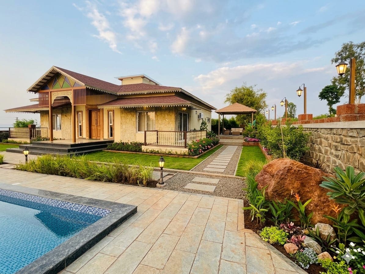 Royal Abode Estate gallery image Lush Green Compound Views in Satara Mahabaleshwar Road, Mahabaleshwar